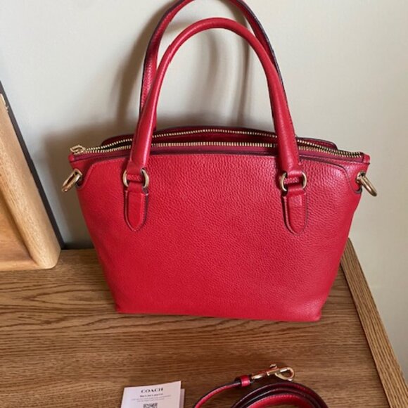 Coach Remi Satchel Pink Pebbled Leather Crossbody Shoulder Handbag 1317 - Picture 2 of 4